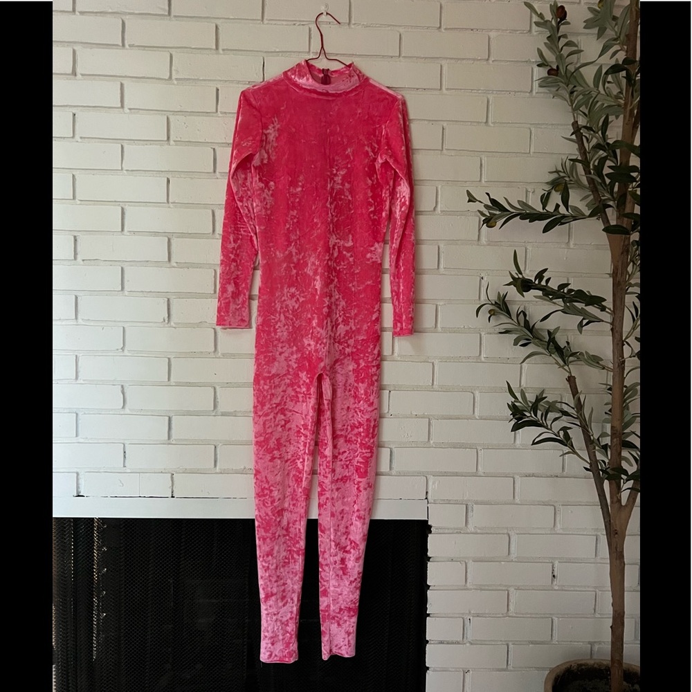 Pink velvet bodysuit (perfect for Halloween!)